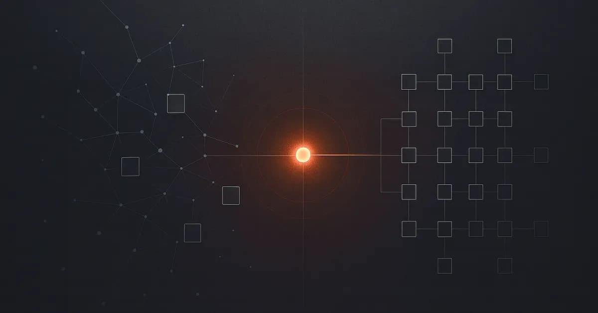 Graphic comparing scattered SaaS tools with a unified custom software system.
